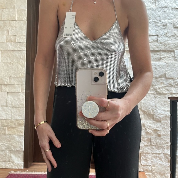 NWT Urban Outfitters Silver Chain Halter Top One Size - Killer Top for summer!! - Picture 4 of 4